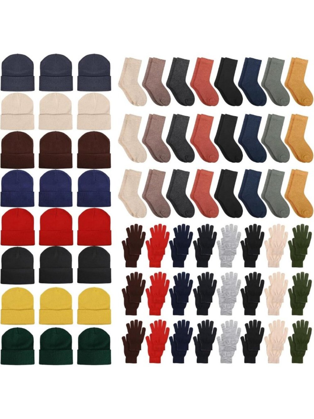 Cozy Winter Beanie Hat & Gloves Set with Warm Thermal Socks - Perfect for Cold